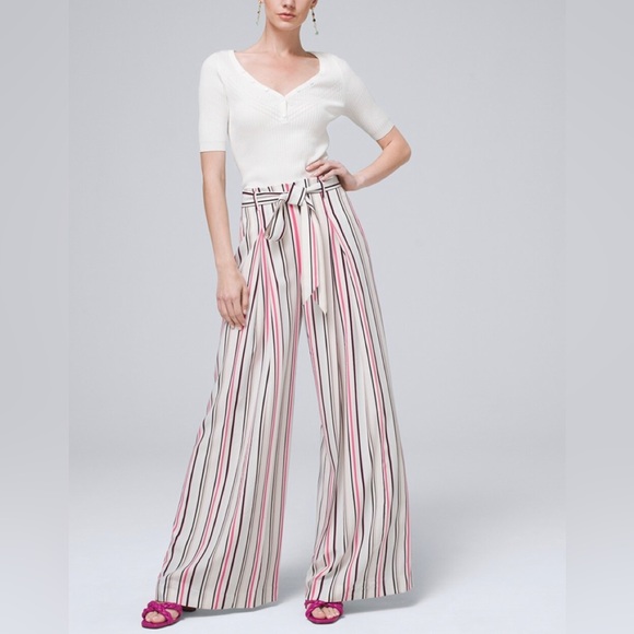 White House Black Market Pants - NWT White House Black Market Striped Wide-Leg Side-Zip Pants